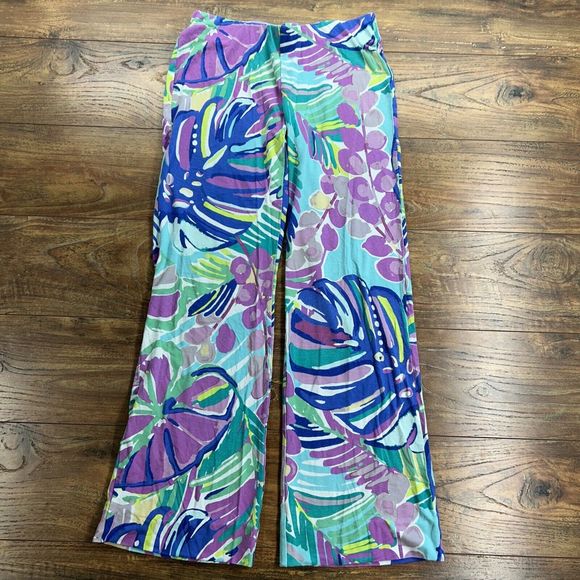 Lilly Pulitzer Womens Pull On Knit Pants XS Floral Multicolor Stretch Flare‎ Leg - Picture 4 of 8